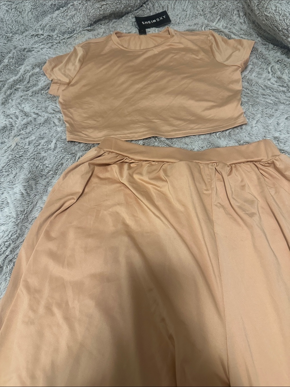 SHEIN Peach A-Line Midi Skirt
